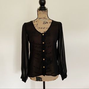 Sheer Black Top with Back Cutouts by DizzyLizzy